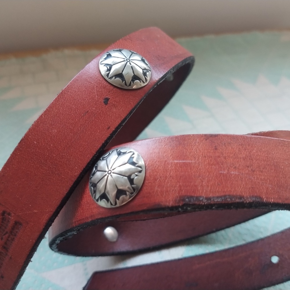 Vintage Sport'n Leather Brown Leather Concho Belt - Picture 6 of 7